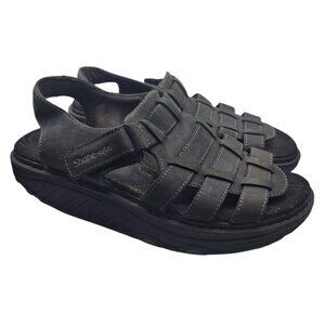 Skechers Shape Up Sandals Black Leather Adjustable Strap Womens US 7.5 Fitness